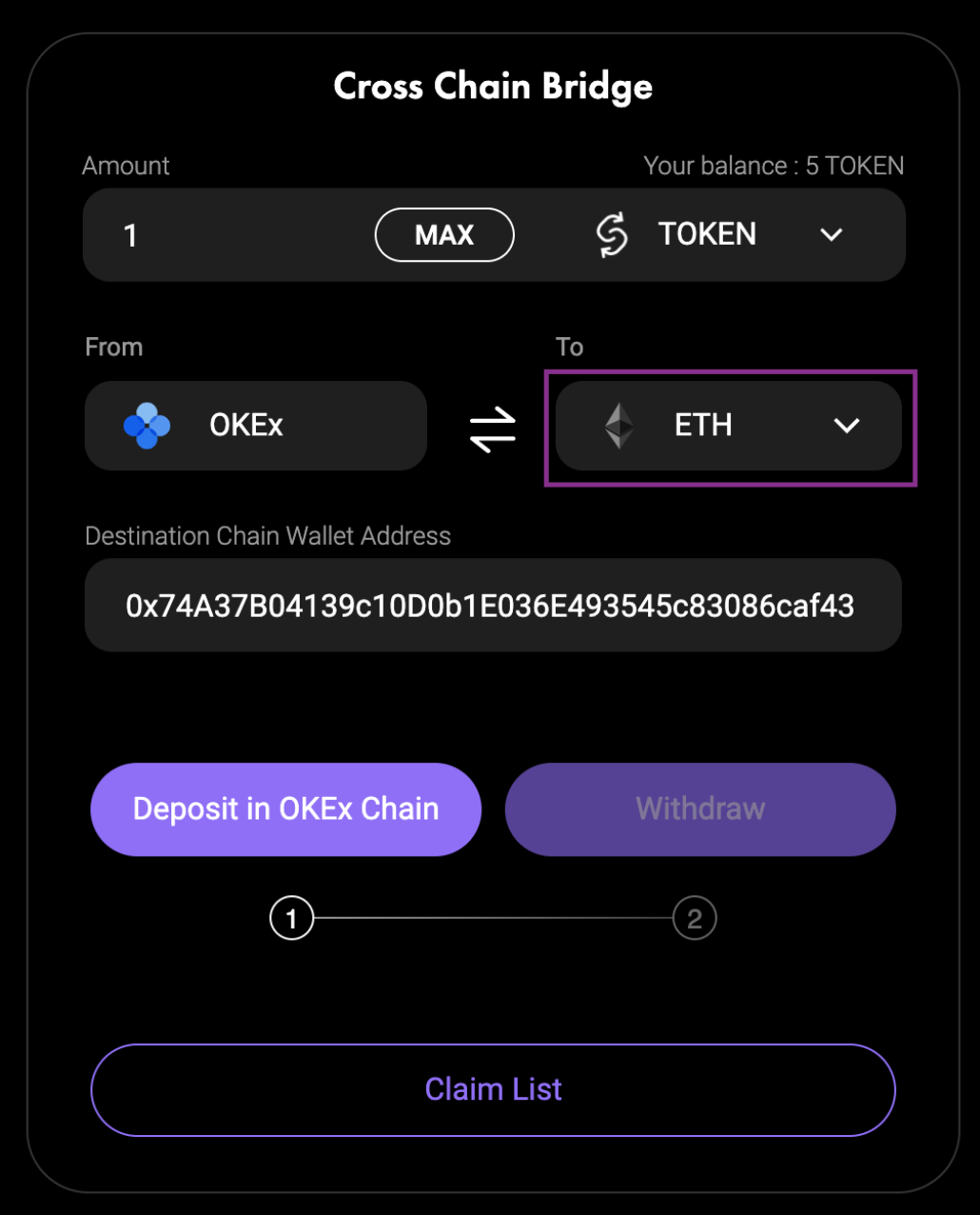 币国际-坐山观虎斗完成ETH和OKEx之间的跨链