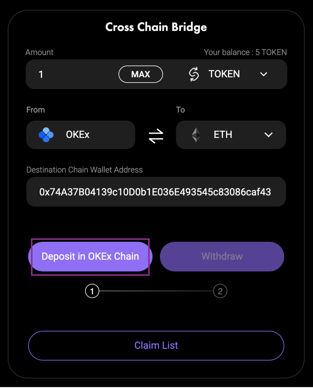币国际-坐山观虎斗完成ETH和OKEx之间的跨链
