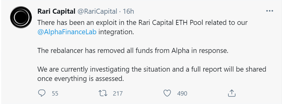 币国际-Rari 被黑事端剖析：高兴做聚合 无法被进犯