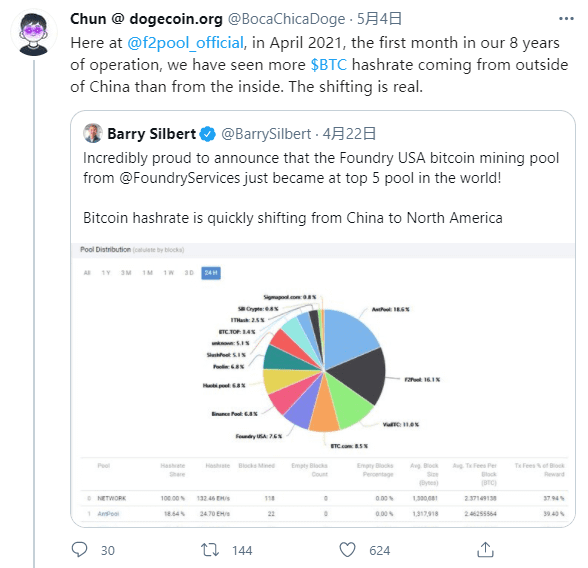 比特币哈希算力正从我国向北美搬运