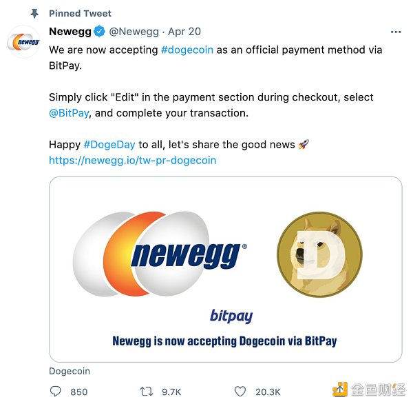 金色观察 | 曾经是玩笑 如今狗狗币支付已成潮流